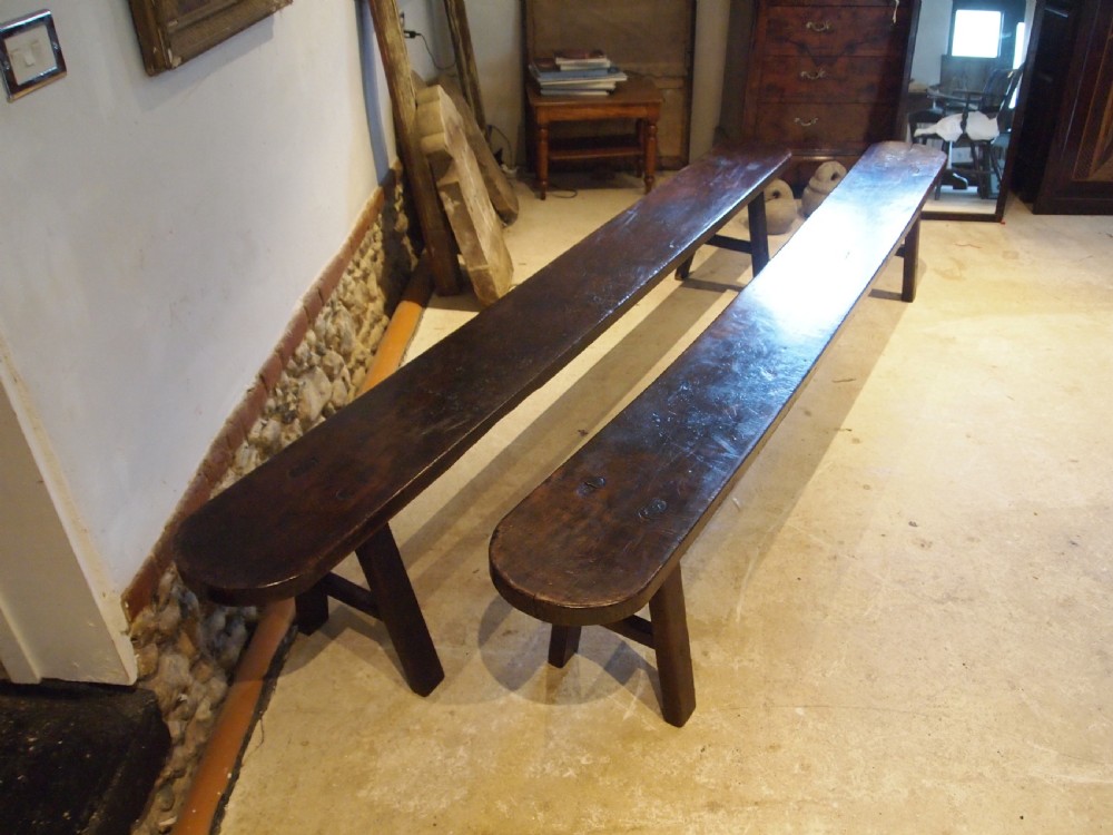 Bench settle pew pair of French Chestnut Victorian c1890 View V
