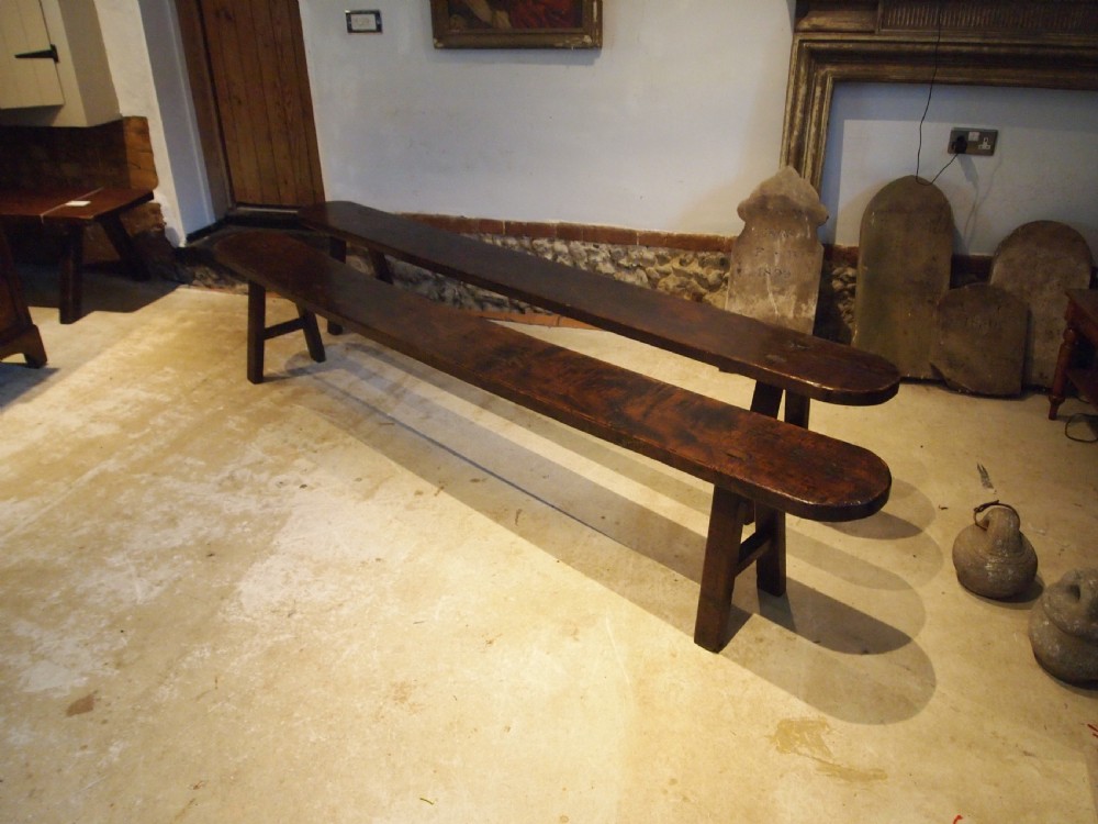 Bench settle pew pair of French Chestnut Victorian c1890 View VIII