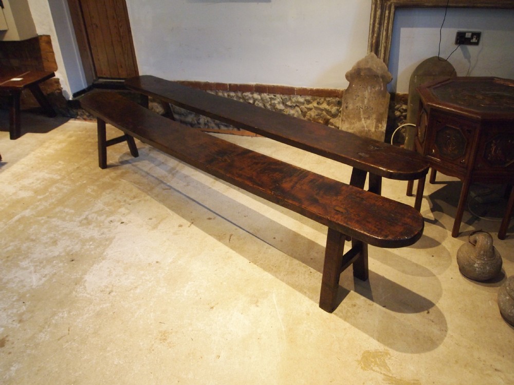 Bench settle pew pair of French Chestnut Victorian c1890 View IX
