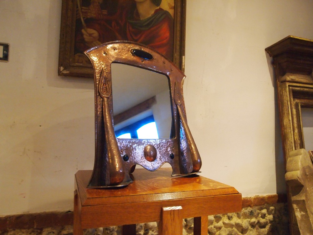 Mirror outstanding large Arts & Crafts Copper c1900 View X