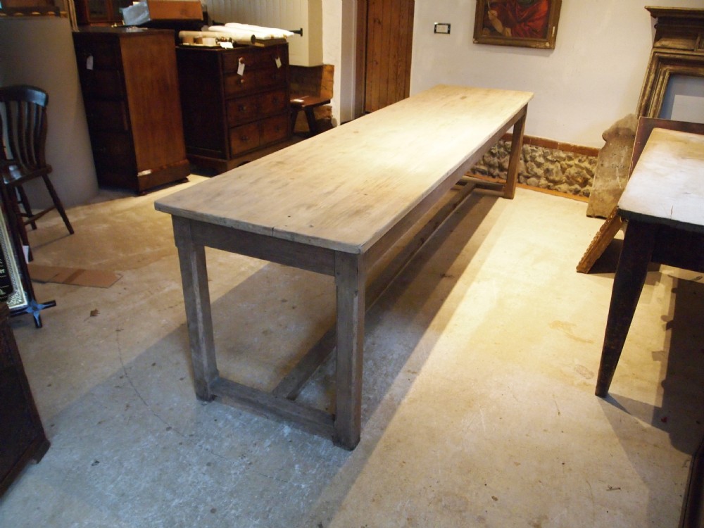 Table large refectory farmhouse rare slim seats 12 c1900