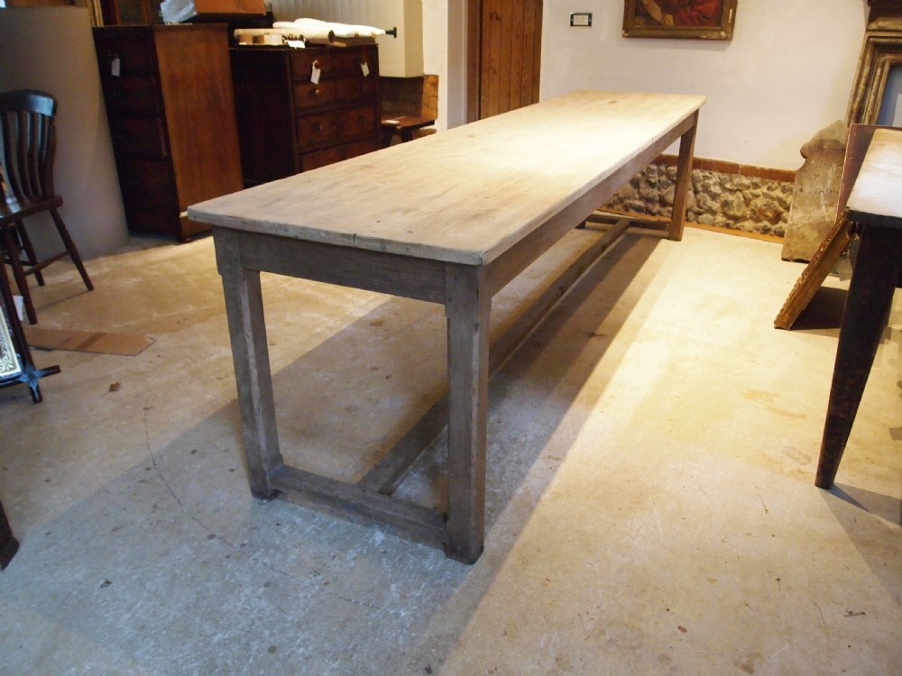 Table large refectory farmhouse rare slim seats 12 c1900 View III