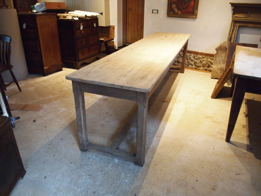 Table large refectory farmhouse rare slim seats 12 c1900 View XIII