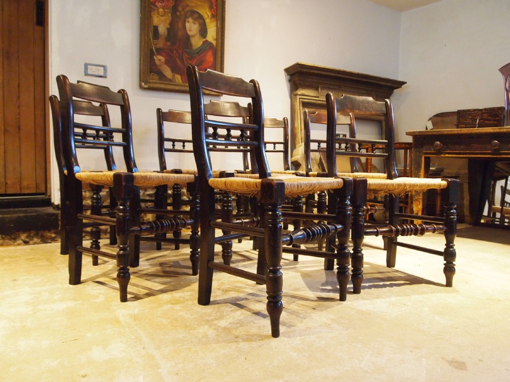 Chairs rare set of 8 Suffolk ball back dining chairs c1900