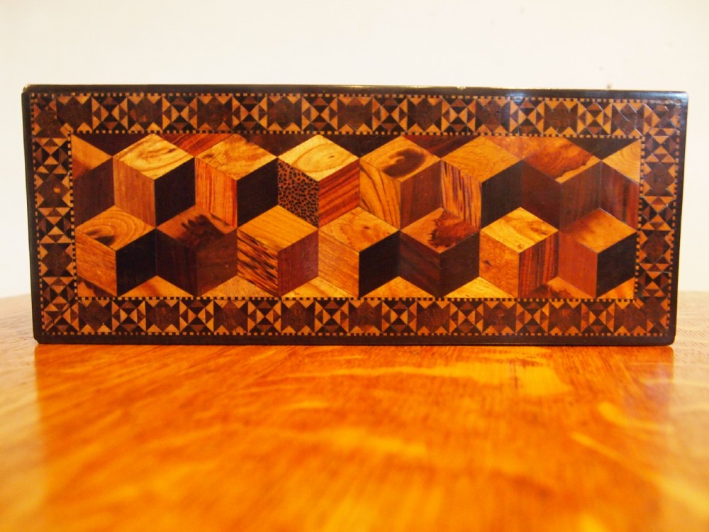 Tunbridge ware very fine treen jewellery box c1880