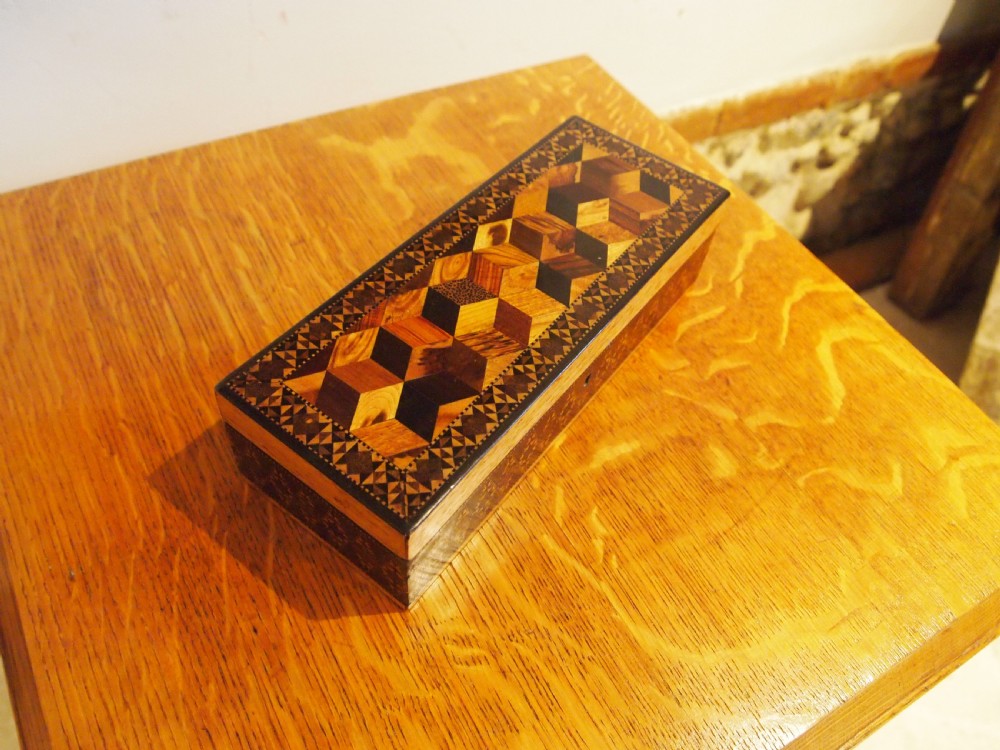 Tunbridge ware very fine treen jewellery box c1880 View V