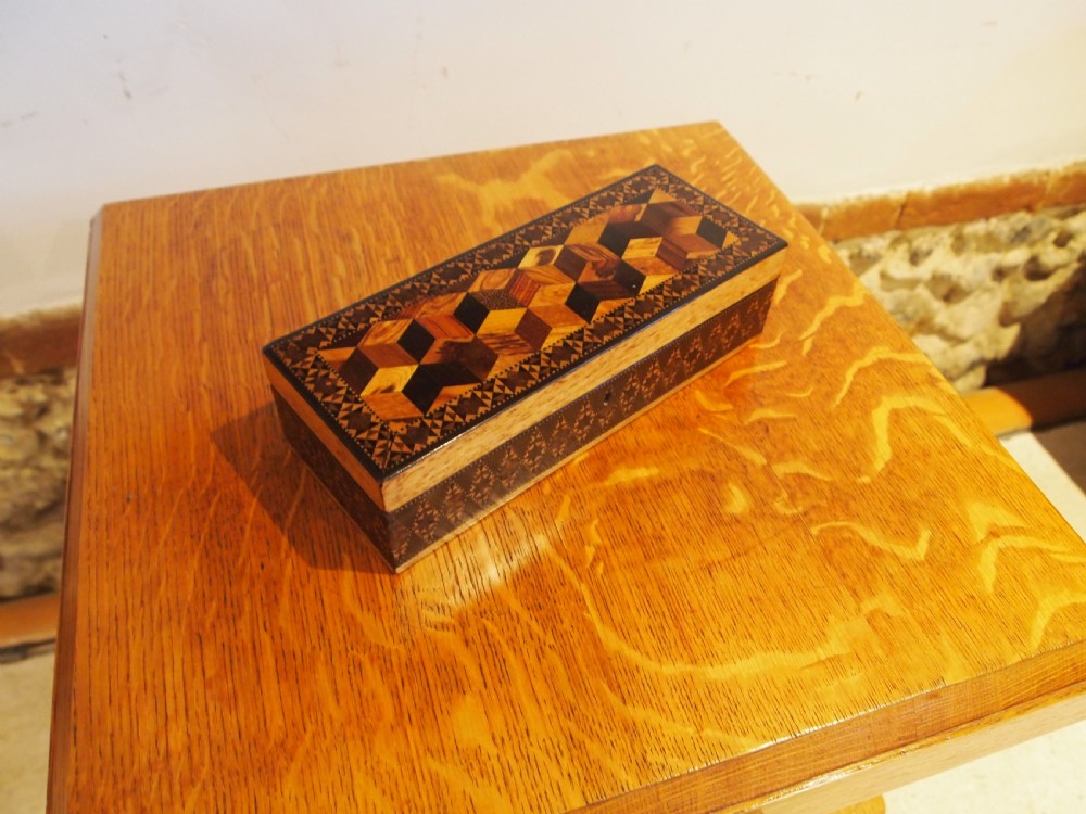Tunbridge ware very fine treen jewellery box c1880 View VIII