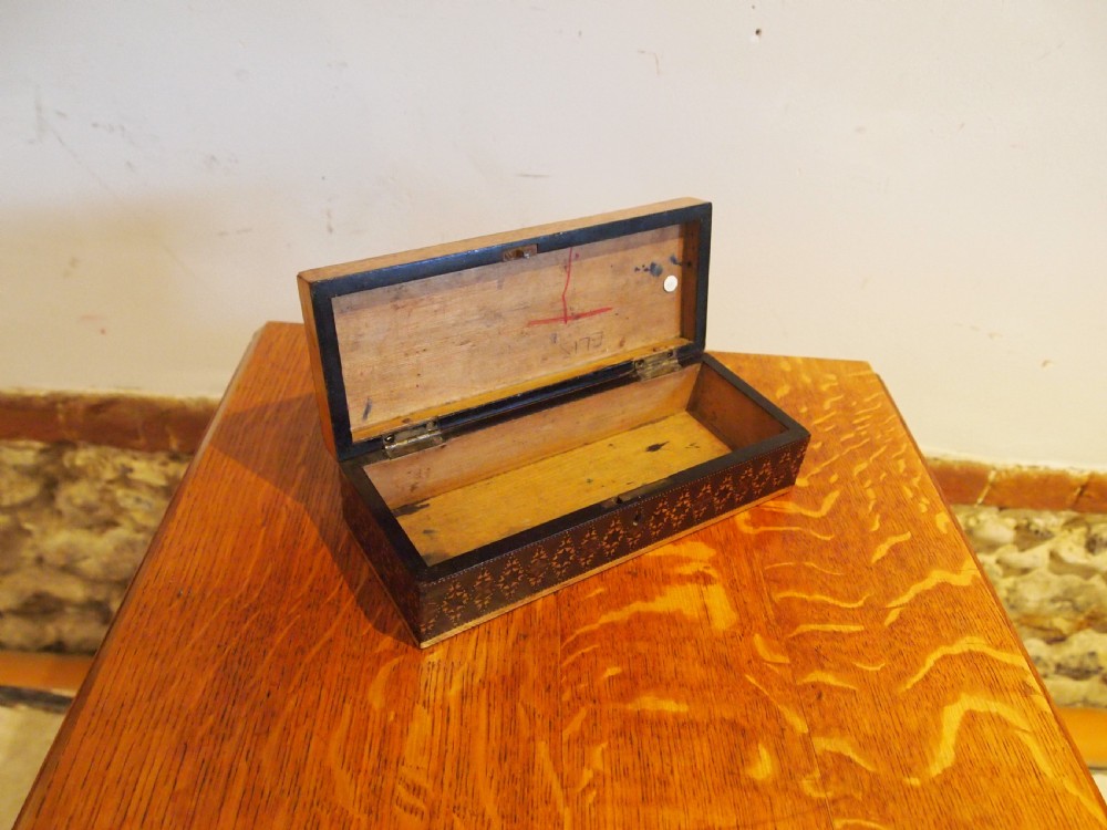 Tunbridge ware very fine treen jewellery box c1880 View IX