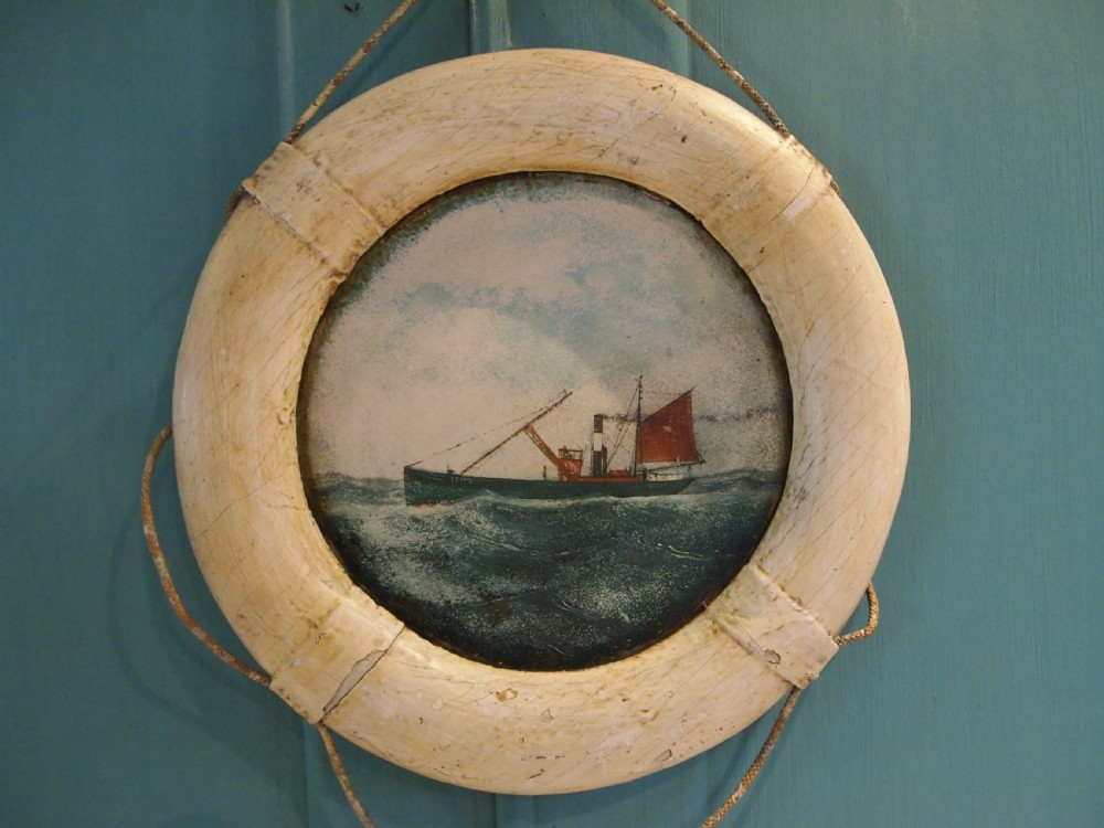 Folk Art rare maritime painting Edwardian c1900