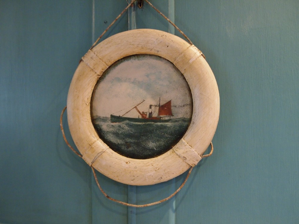 Folk Art rare maritime painting Edwardian c1900 View V