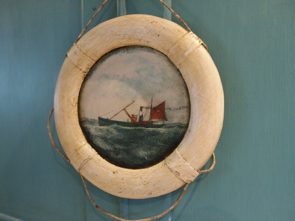 Folk Art rare maritime painting Edwardian c1900 View VII