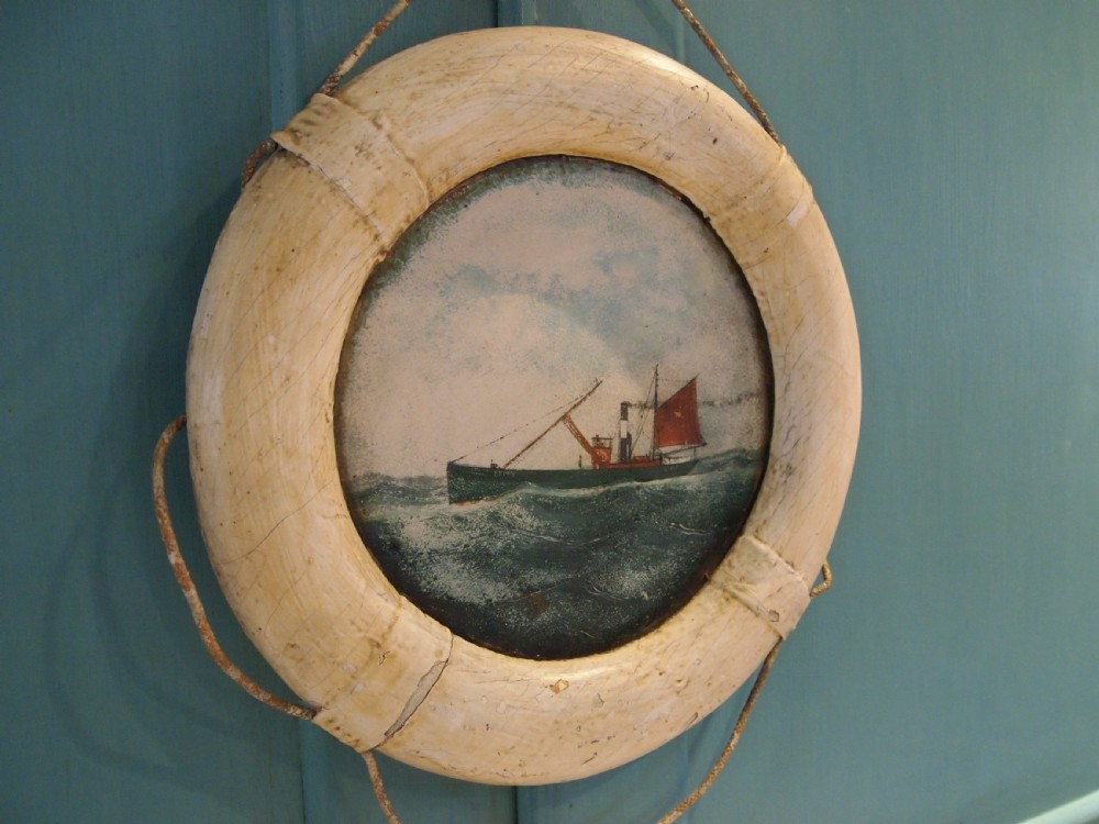 Folk Art rare maritime painting Edwardian c1900 View VIII
