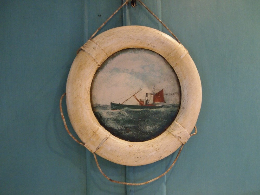 Folk Art rare maritime painting Edwardian c1900 View IX