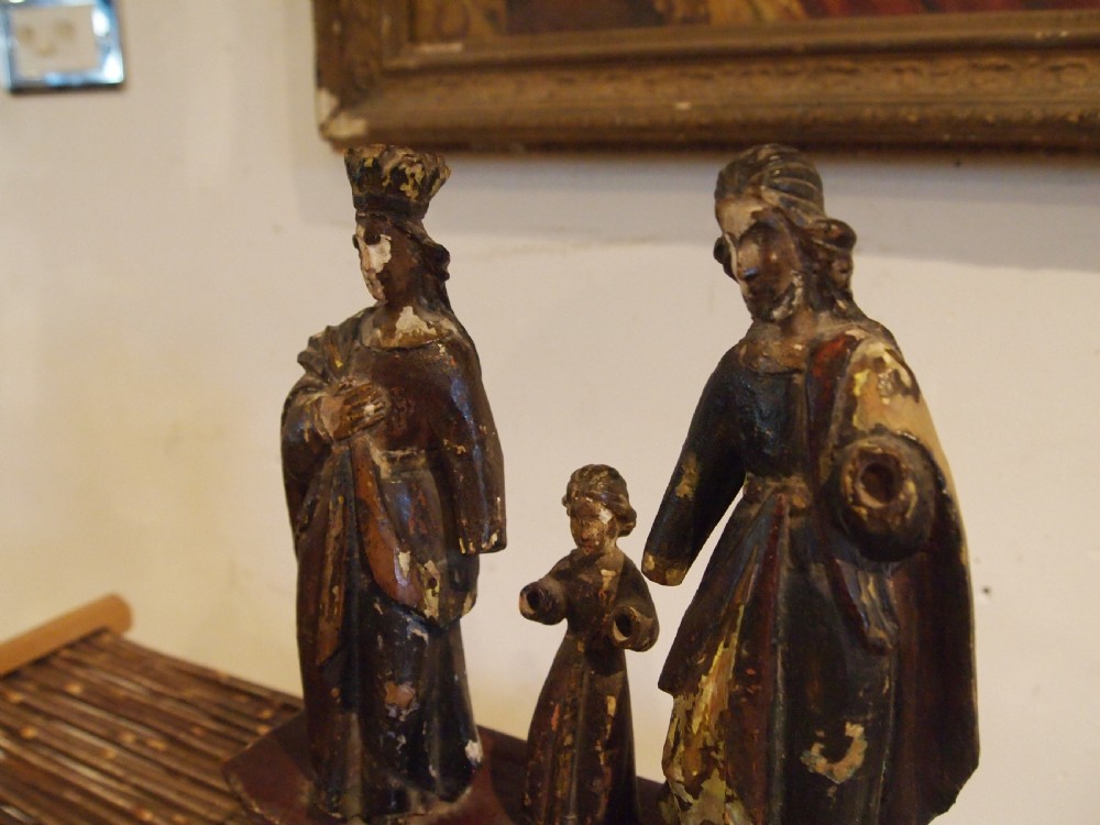 Rare carved figural group polychrome painted c1700 View II