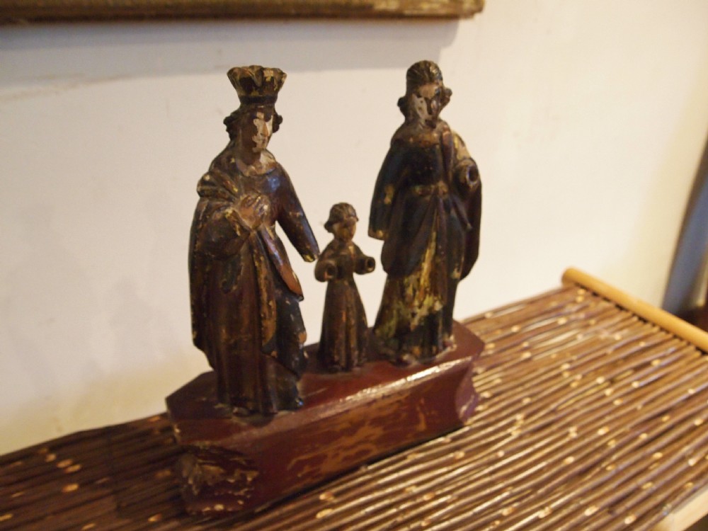 Rare carved figural group polychrome painted c1700 View III