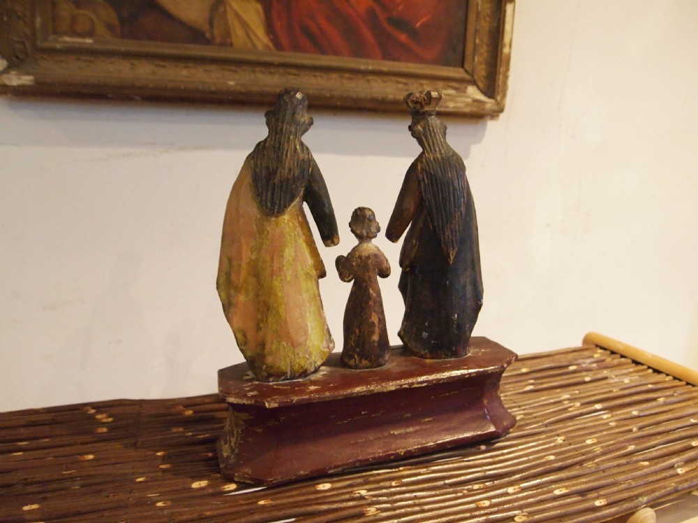 Rare carved figural group polychrome painted c1700 View V