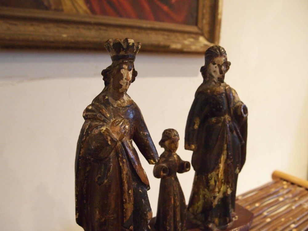 Rare carved figural group polychrome painted c1700 View VI