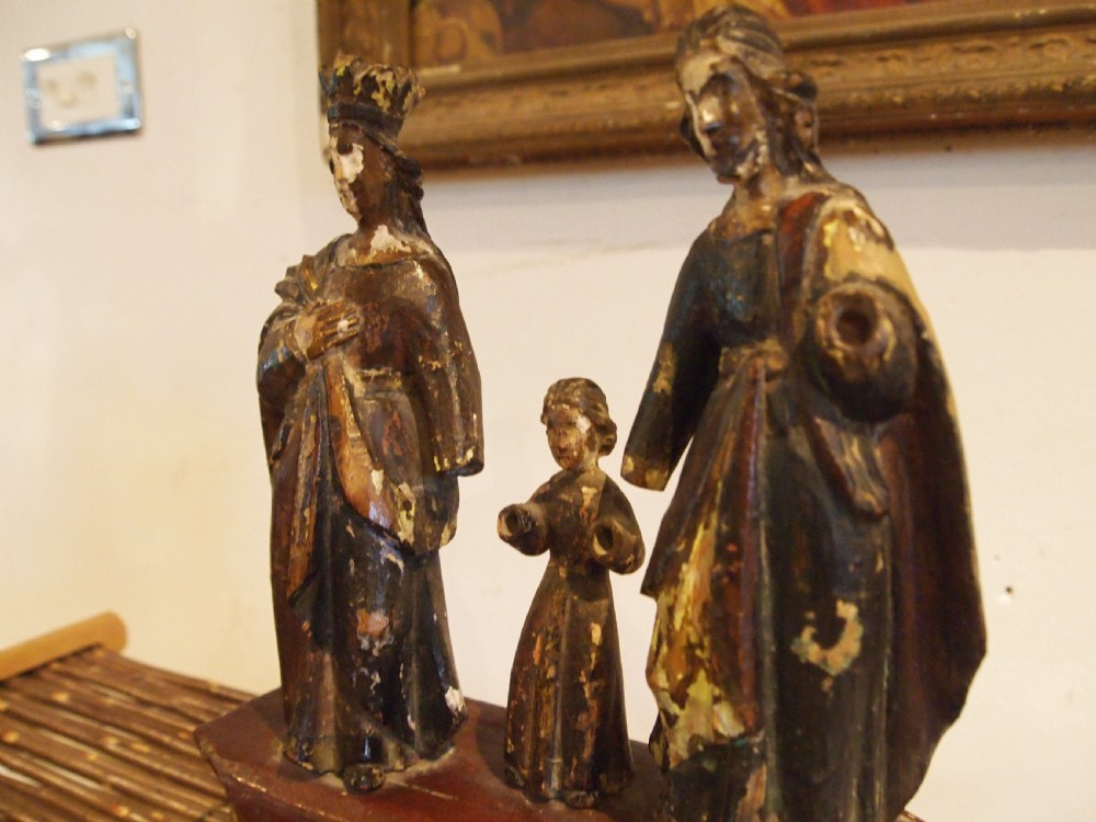 Rare carved figural group polychrome painted c1700 View VII