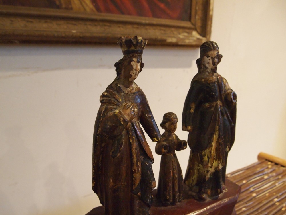 Rare carved figural group polychrome painted c1700 View VIII