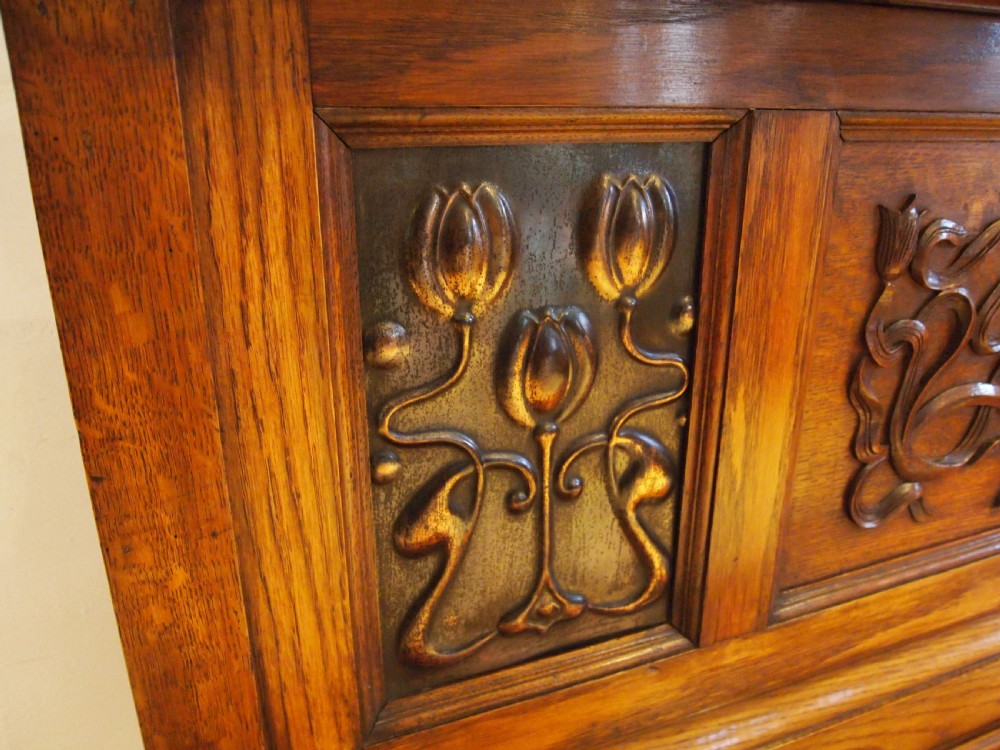 Bench Liberty & Co Oak settle pew Arts and Crafts c1900 View VII