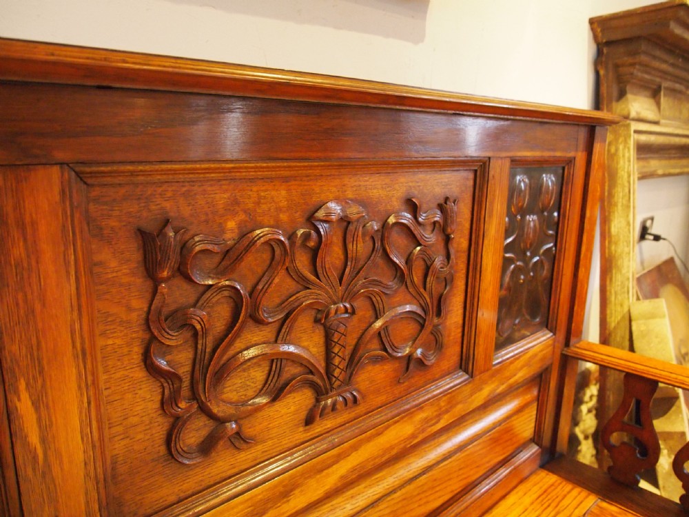 Bench Liberty & Co Oak settle pew Arts and Crafts c1900 View VIII