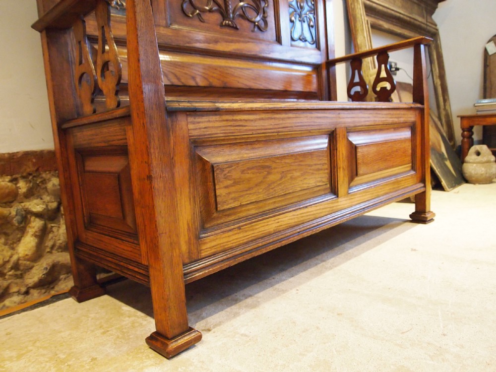 Bench Liberty & Co Oak settle pew Arts and Crafts c1900 View XI