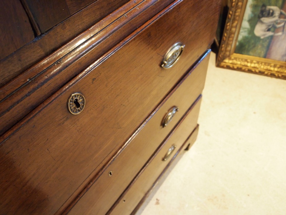 Rare Welsh Oak secretaire cupboard on chest c1790 View XI