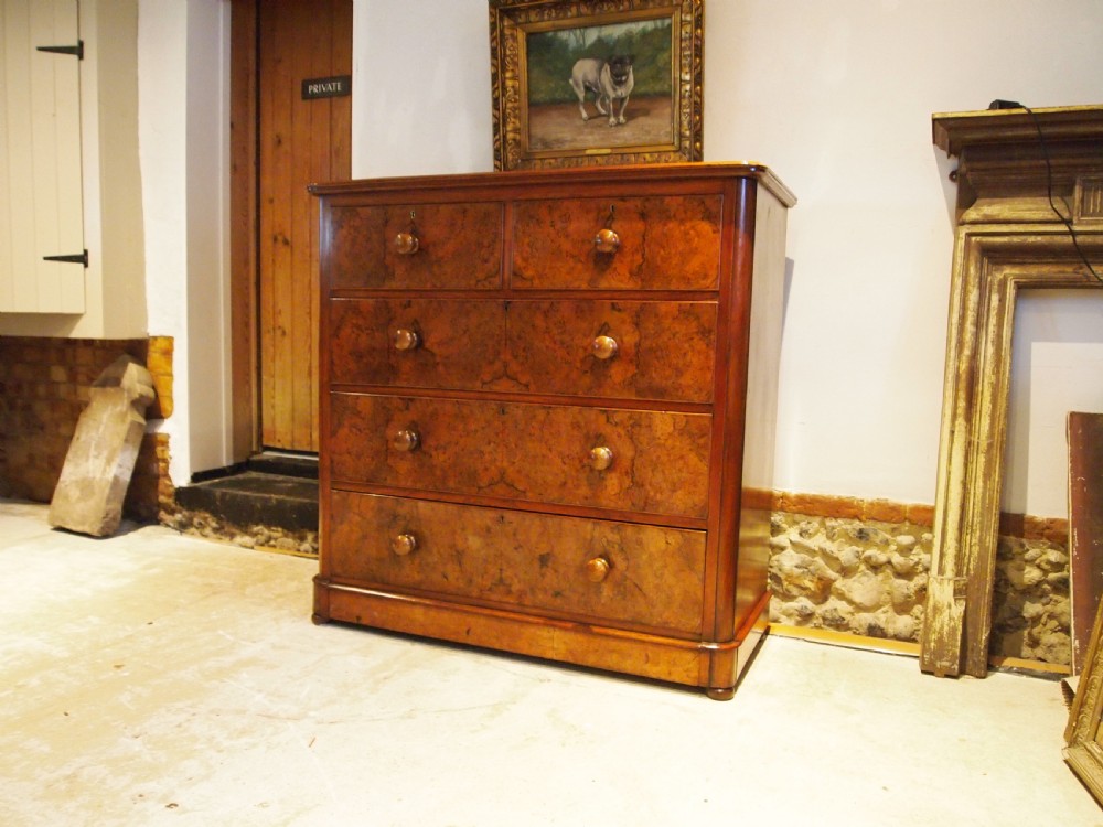 Chest of drawers stunning Burr Walnut Victorian c1860 View II