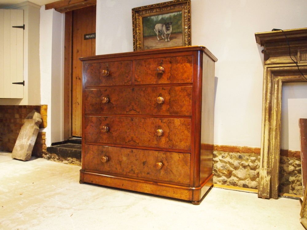 Chest of drawers stunning Burr Walnut Victorian c1860 View VIII