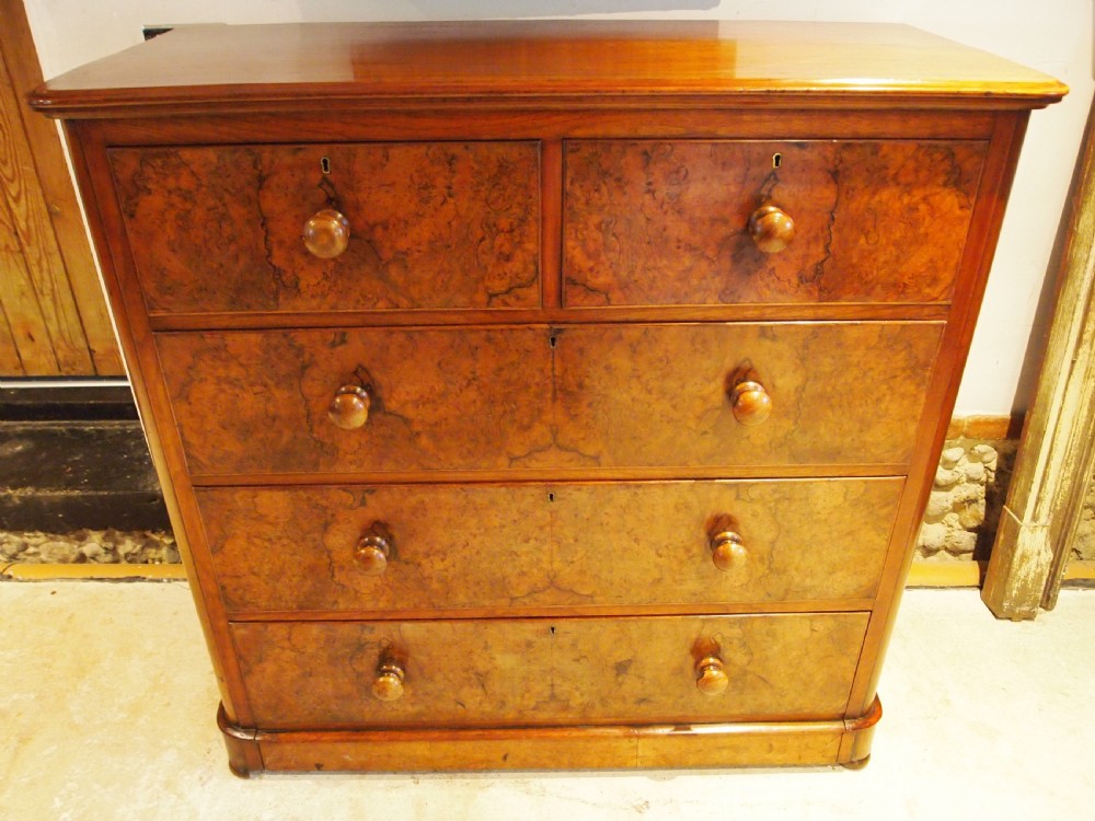 Chest of drawers stunning Burr Walnut Victorian c1860 View IX