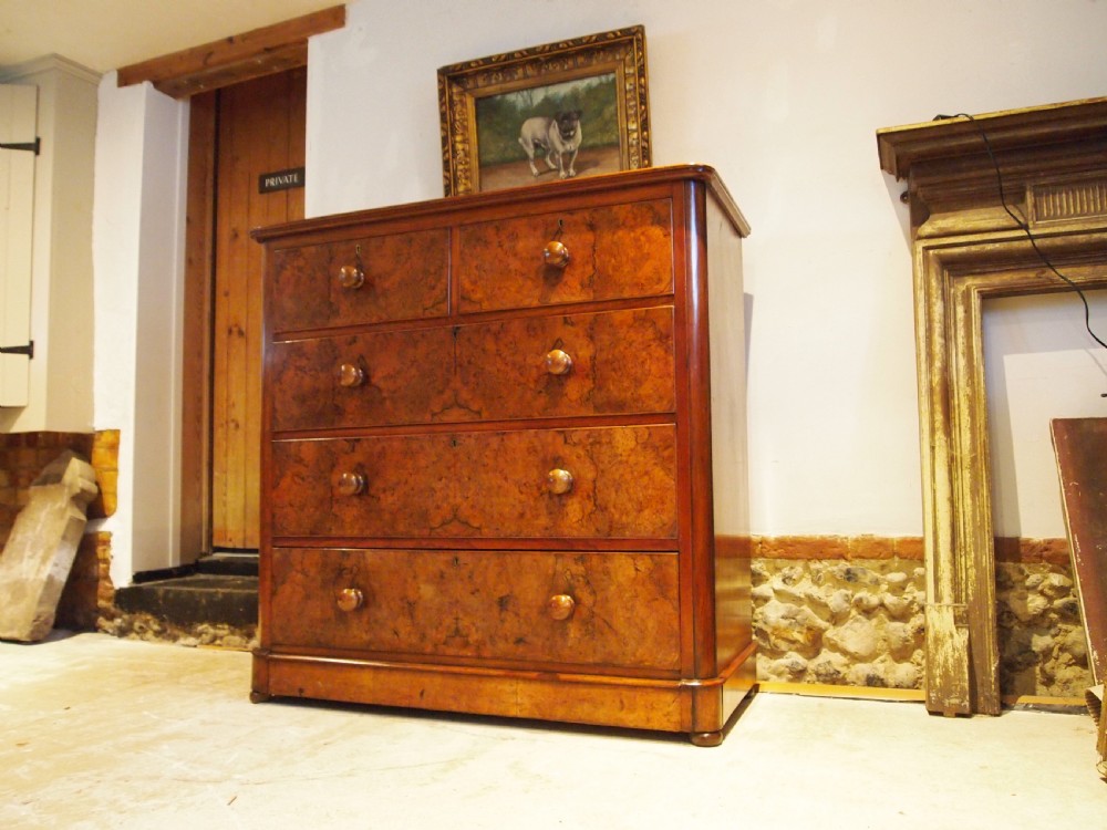 Chest of drawers stunning Burr Walnut Victorian c1860 View XI