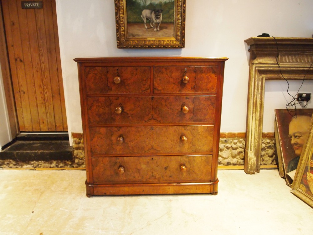 Chest of drawers stunning Burr Walnut Victorian c1860 View XII