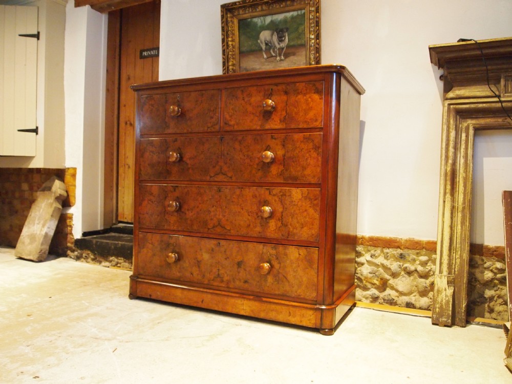 Chest of drawers stunning Burr Walnut Victorian c1860 View XIII