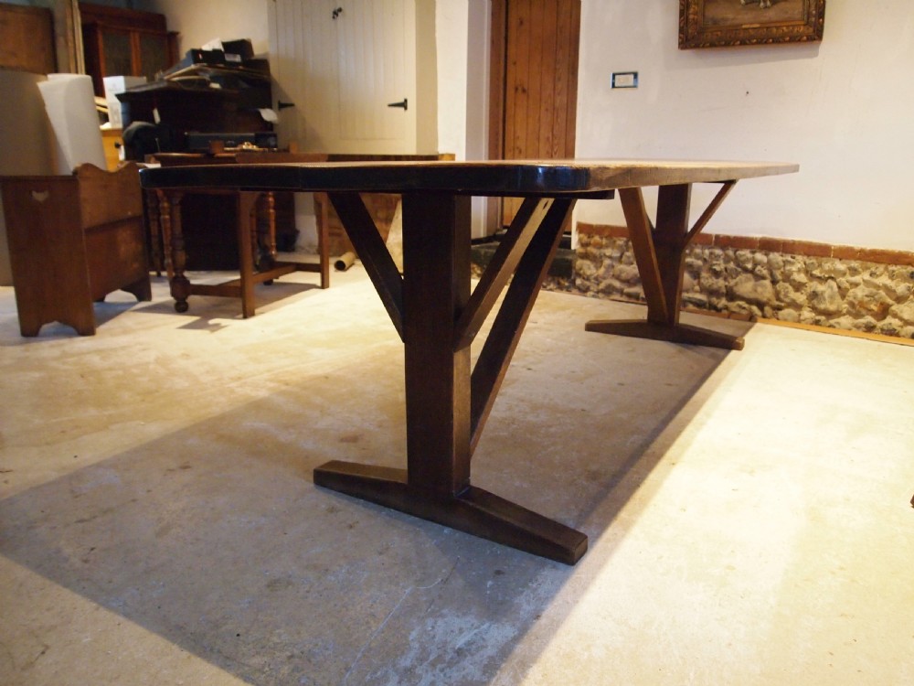 Table refectory farmhouse arts and crafts Oak seats 10 c1900  View VI