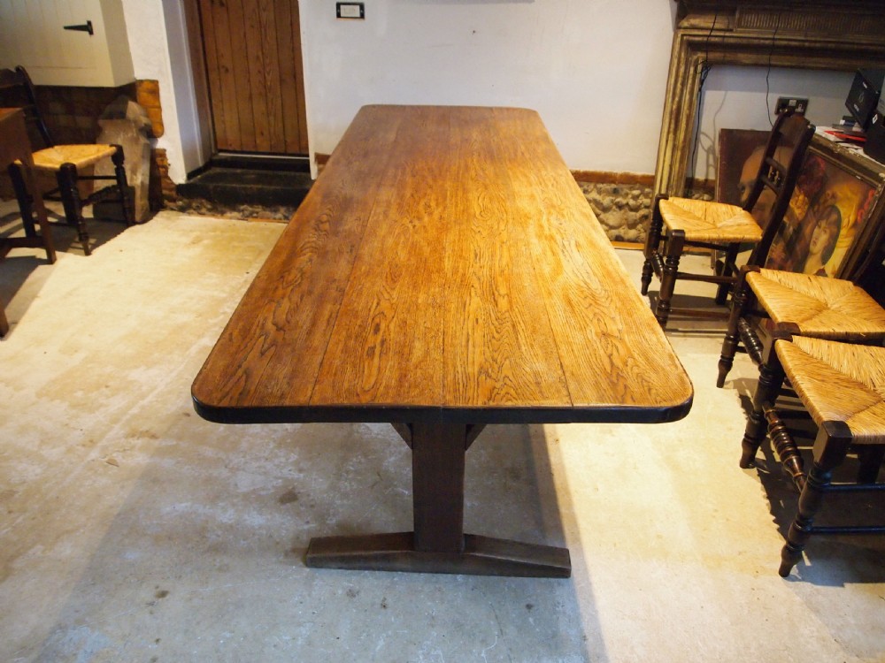 Table refectory farmhouse arts and crafts Oak seats 10 c1900  View VII