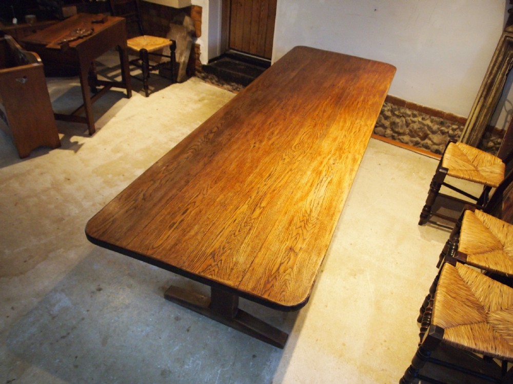 Table refectory farmhouse arts and crafts Oak seats 10 c1900  View VIII