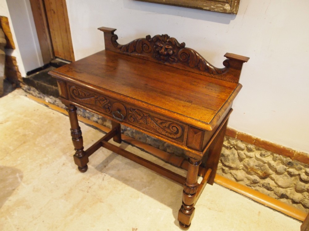 Table side hall console Arts and Crafts Oak c1900 View IV