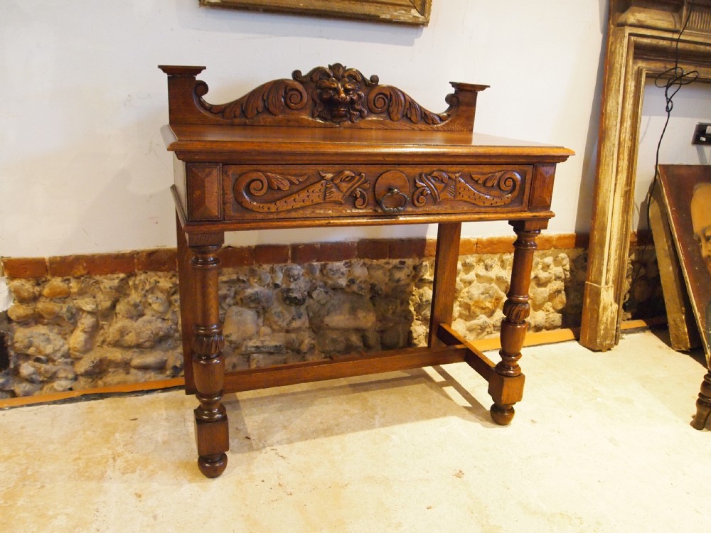 Table side hall console Arts and Crafts Oak c1900 View VI