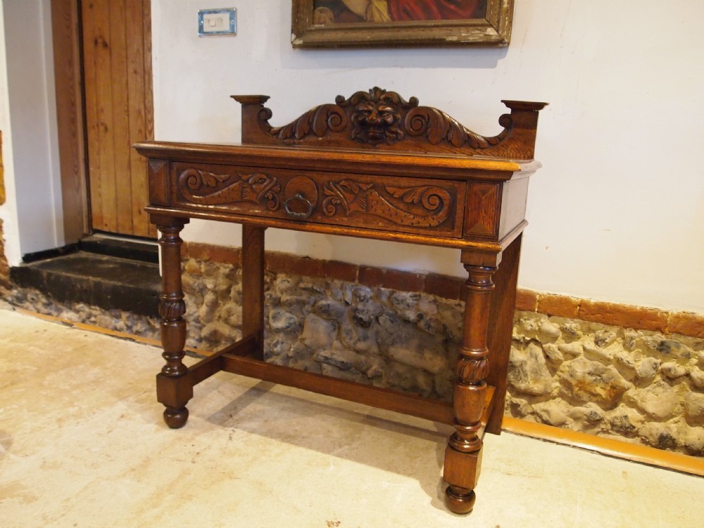 Table side hall console Arts and Crafts Oak c1900 View VII