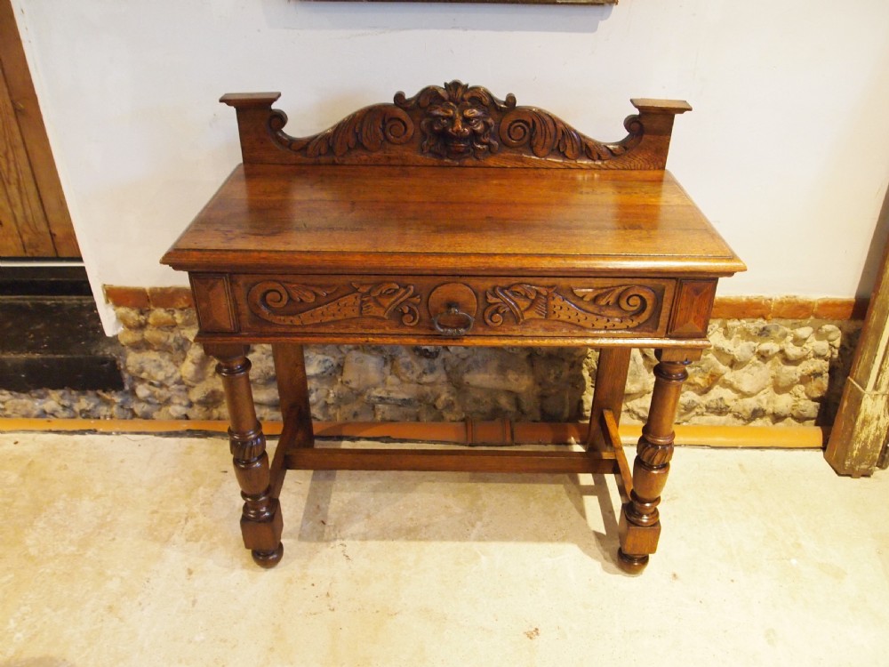 Table side hall console Arts and Crafts Oak c1900 View VIII