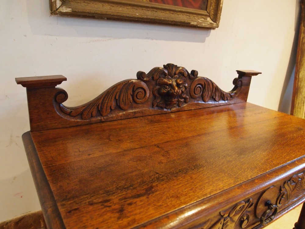 Table side hall console Arts and Crafts Oak c1900 View IX