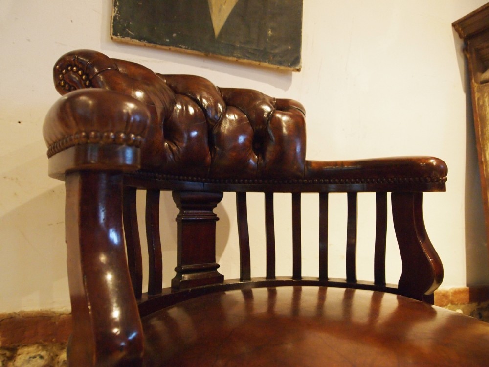 Chair outstanding Victorian desk office Chestnut leather c1870 View V