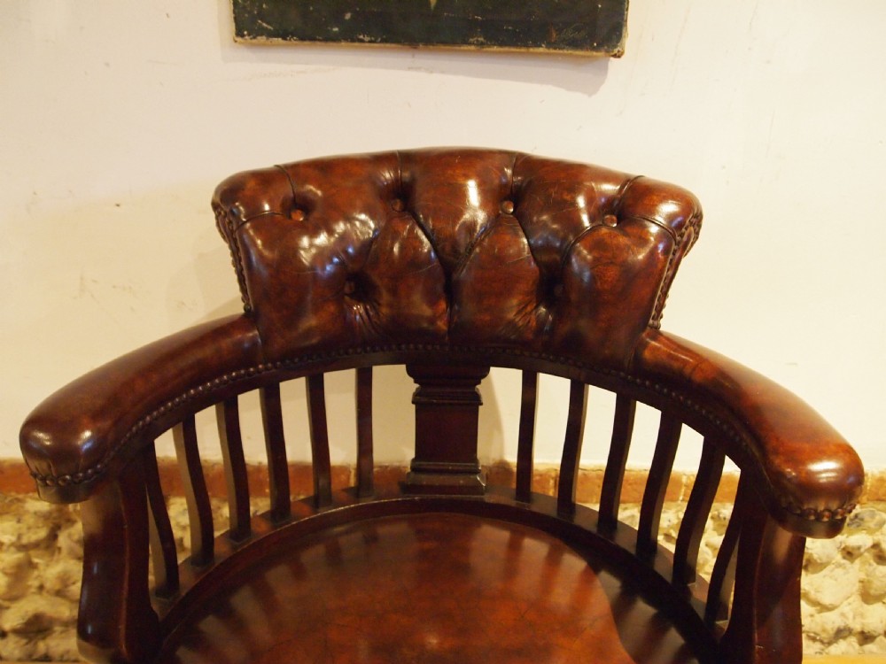 Chair outstanding Victorian desk office Chestnut leather c1870 View VII