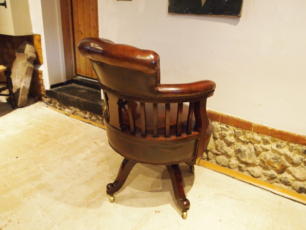 Chair outstanding Victorian desk office Chestnut leather c1870 View XIII
