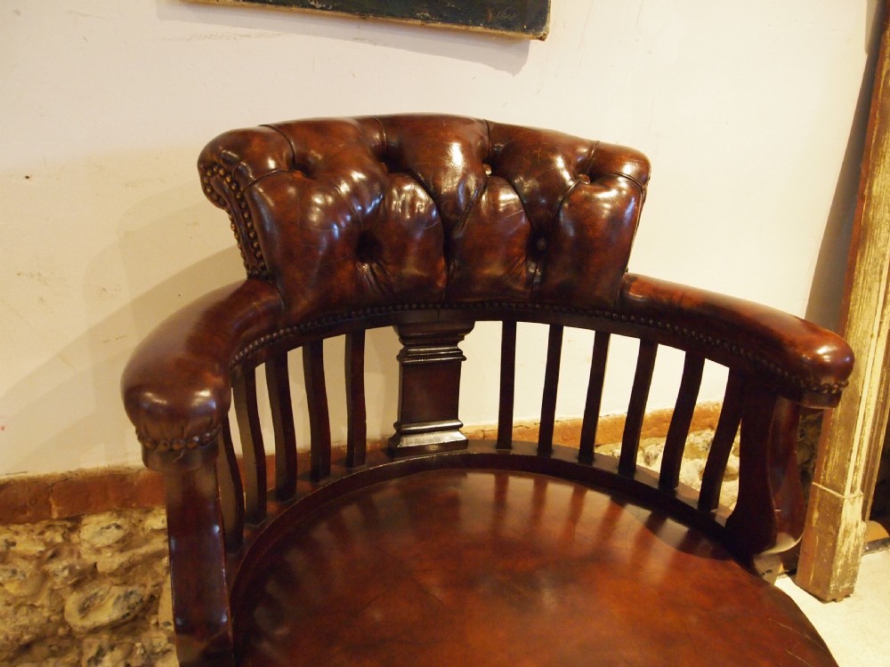 Chair outstanding Victorian desk office Chestnut leather c1870 View XIV