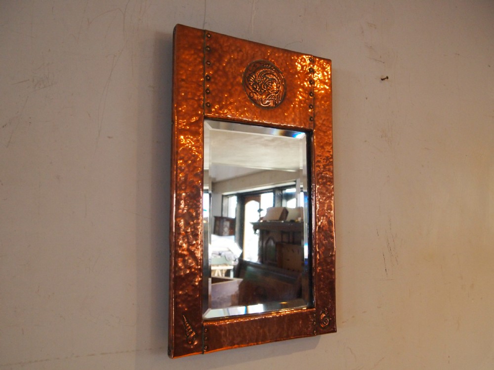 Mirror Arts and Crafts Copper Newlyn c1890
