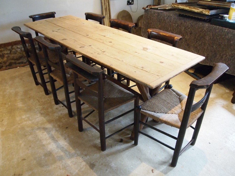 Table rare George IV refectory tavern farmhouse dining Pine c1820 View IX