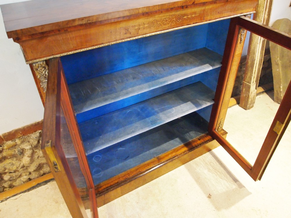 Cabinet display bookcase fine Victorian Walnut c1870 View XII