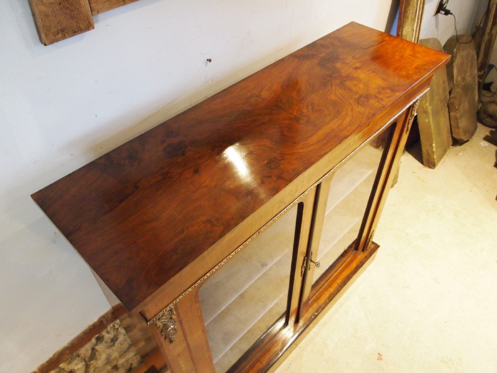 Cabinet display bookcase fine Victorian Walnut c1870 View XV