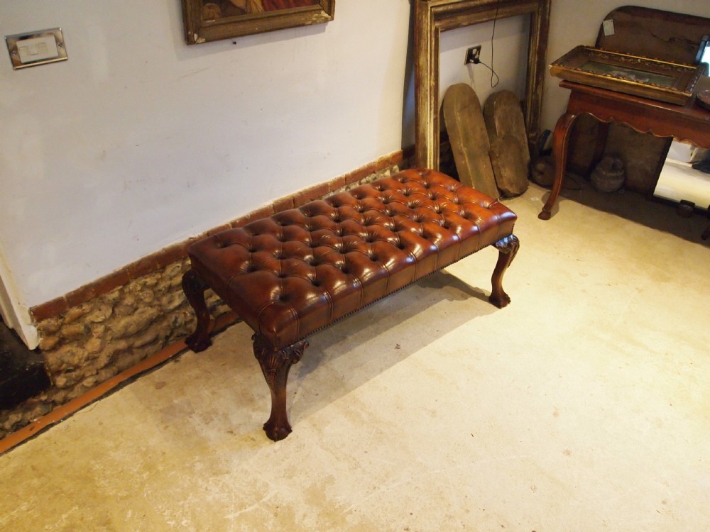 Stool Chestnut Leather George II style c1920